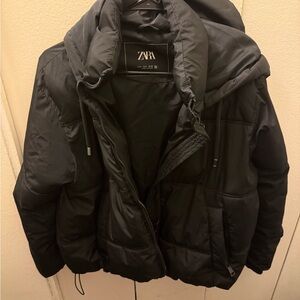 Zara women’s Charcoal Puffer Coat